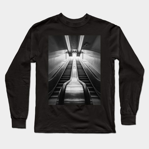 Subway escalator symmetry Long Sleeve T-Shirt by psychoshadow